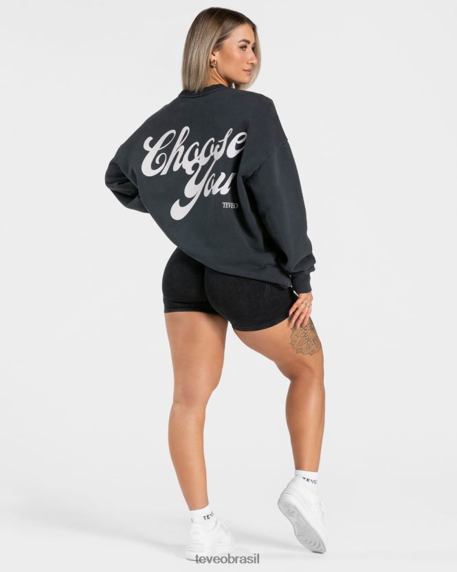 roupas mulheres TEVEO FJ4TZV5 suéter oversized ácido preto
