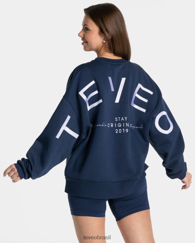 roupas mulheres TEVEO FJ4TZV6 suéter oversized exclusivo azul escuro