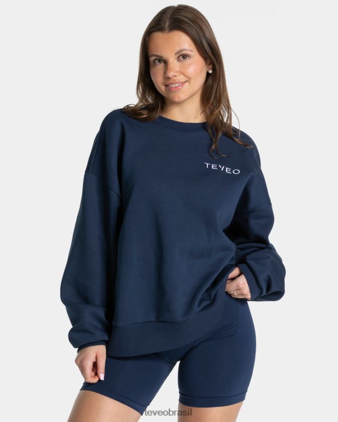 roupas mulheres TEVEO FJ4TZV6 suéter oversized exclusivo azul escuro
