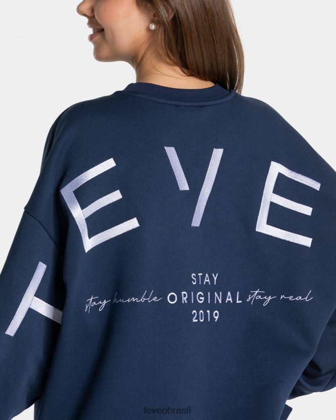 roupas mulheres TEVEO FJ4TZV6 suéter oversized exclusivo azul escuro