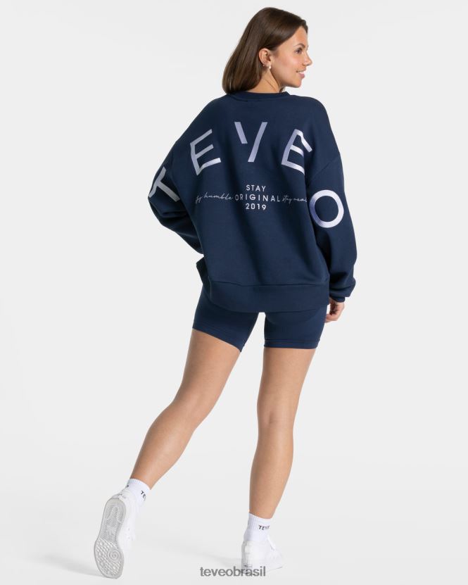 roupas mulheres TEVEO FJ4TZV6 suéter oversized exclusivo azul escuro