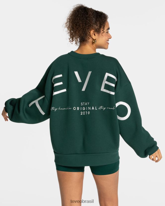 roupas mulheres TEVEO FJ4TZV8 suéter oversized exclusivo verde escuro