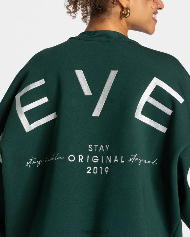 roupas mulheres TEVEO FJ4TZV8 suéter oversized exclusivo verde escuro