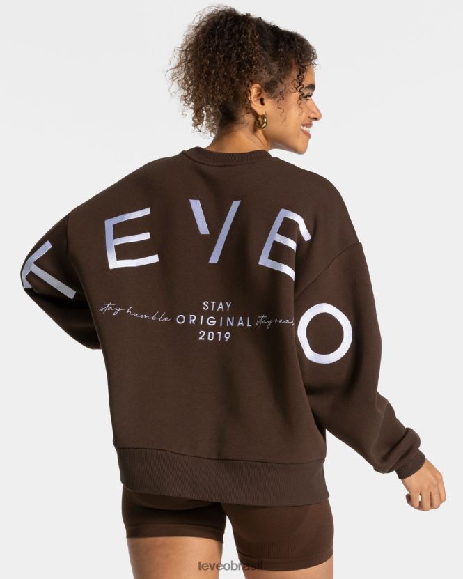 roupas mulheres TEVEO FJ4TZV9 suéter oversized exclusivo marrom escuro
