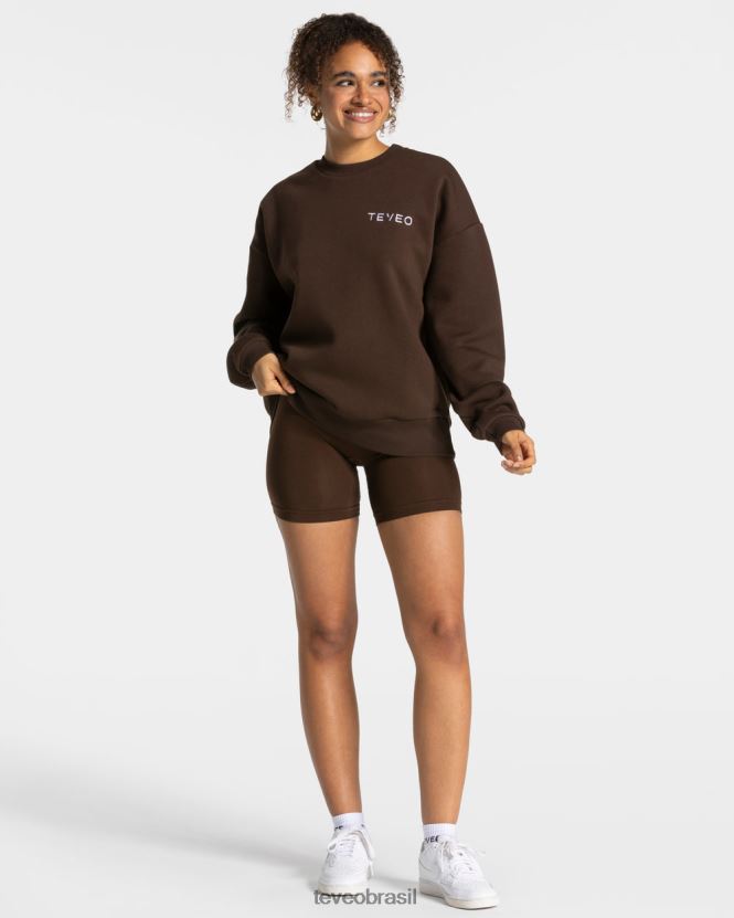 roupas mulheres TEVEO FJ4TZV9 suéter oversized exclusivo marrom escuro