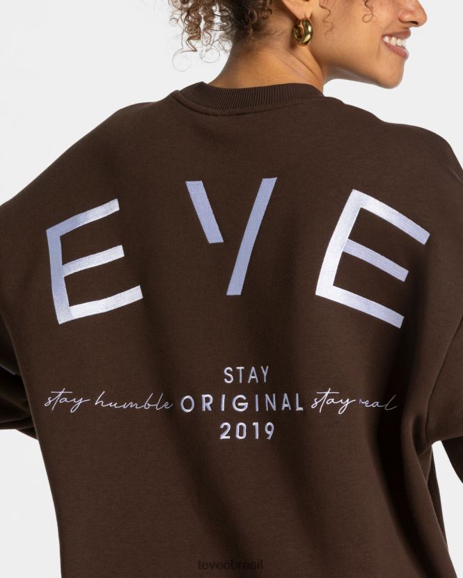 roupas mulheres TEVEO FJ4TZV9 suéter oversized exclusivo marrom escuro