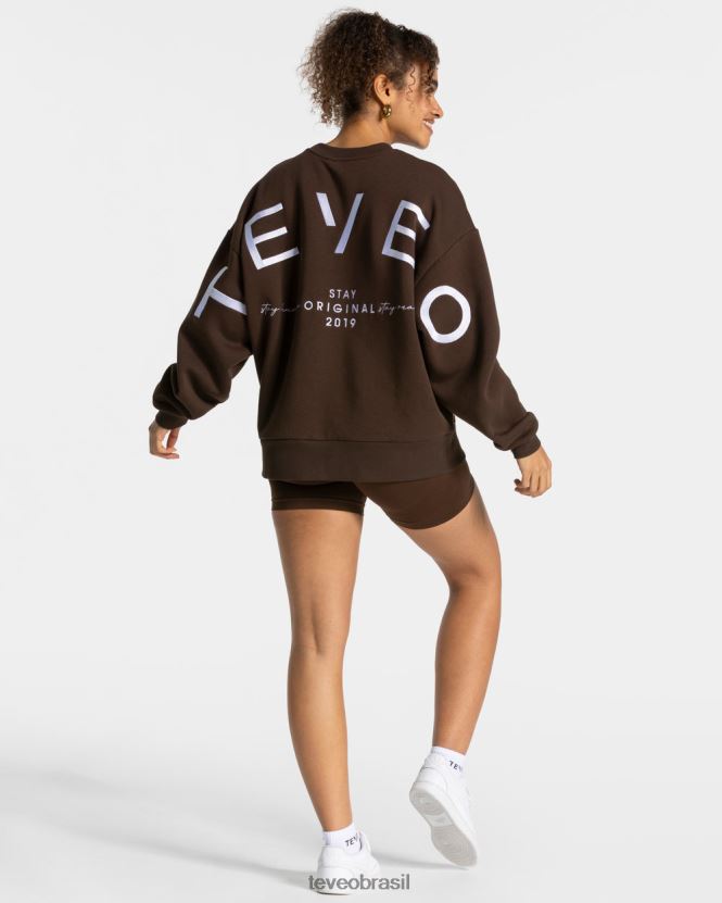 roupas mulheres TEVEO FJ4TZV9 suéter oversized exclusivo marrom escuro