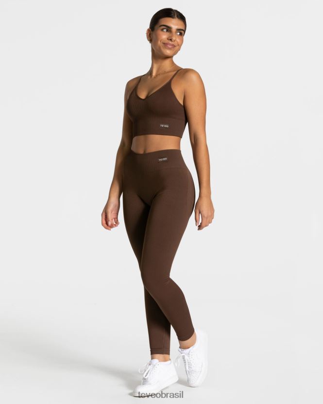 roupas mulheres TEVEO FJ4TZV364 top cruzado elegante marrom escuro