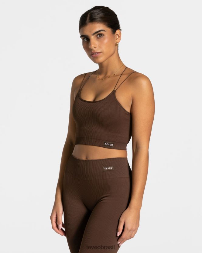 roupas mulheres TEVEO FJ4TZV411 top de alça elegante marrom escuro