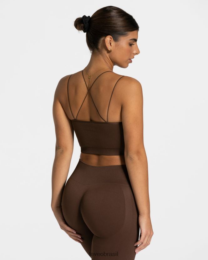 roupas mulheres TEVEO FJ4TZV411 top de alça elegante marrom escuro