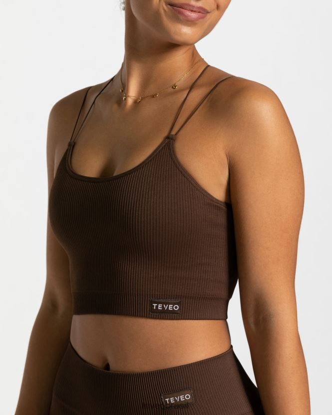 roupas mulheres TEVEO FJ4TZV411 top de alça elegante marrom escuro