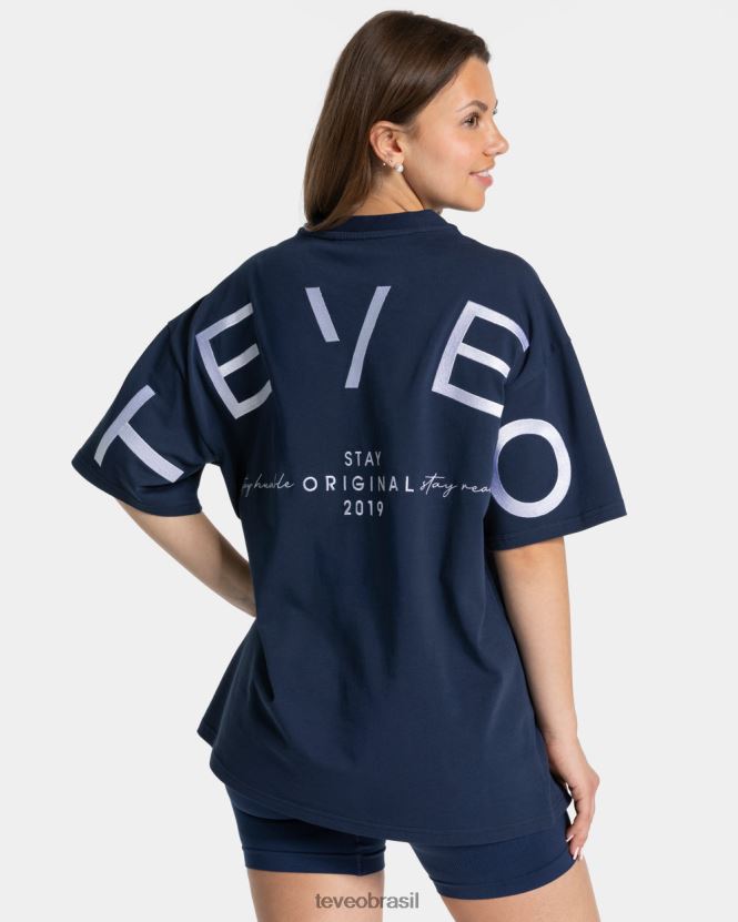 roupas mulheres TEVEO FJ4TZV463 camiseta oversized exclusiva azul escuro