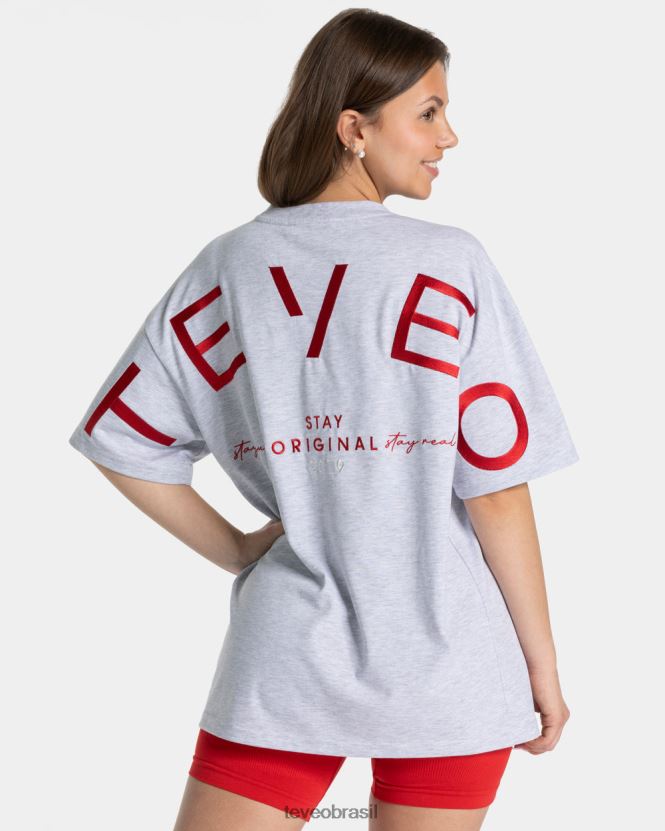 roupas mulheres TEVEO FJ4TZV464 camiseta oversized exclusiva cinza claro