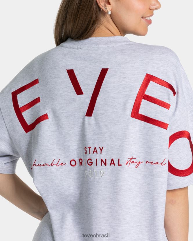 roupas mulheres TEVEO FJ4TZV464 camiseta oversized exclusiva cinza claro