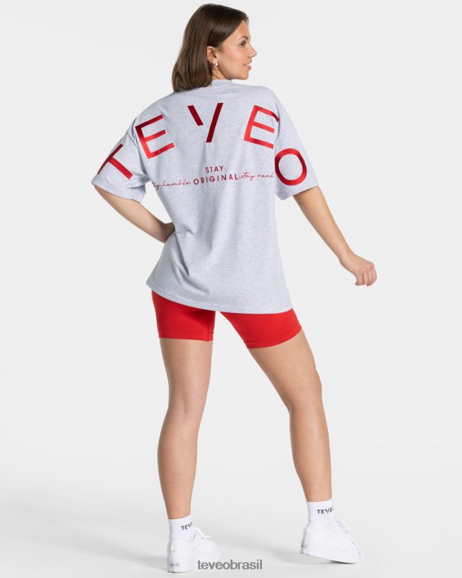 roupas mulheres TEVEO FJ4TZV464 camiseta oversized exclusiva cinza claro