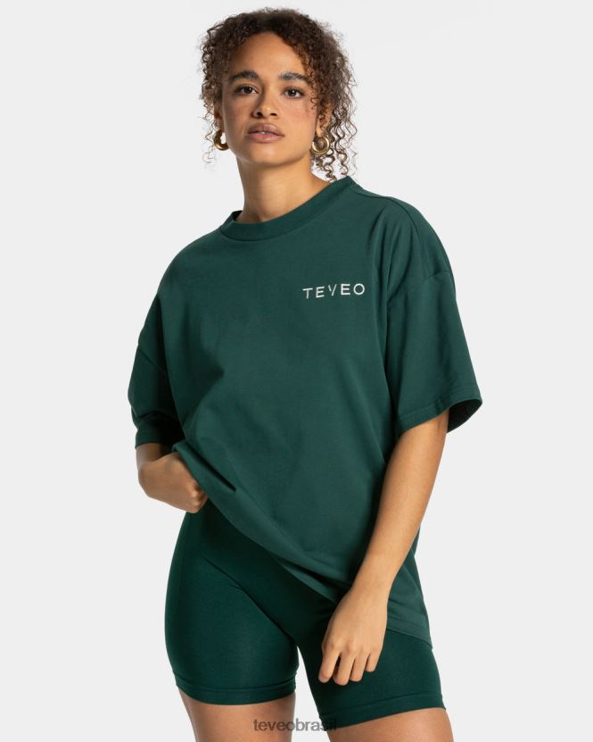 roupas mulheres TEVEO FJ4TZV465 camiseta oversized exclusiva verde escuro