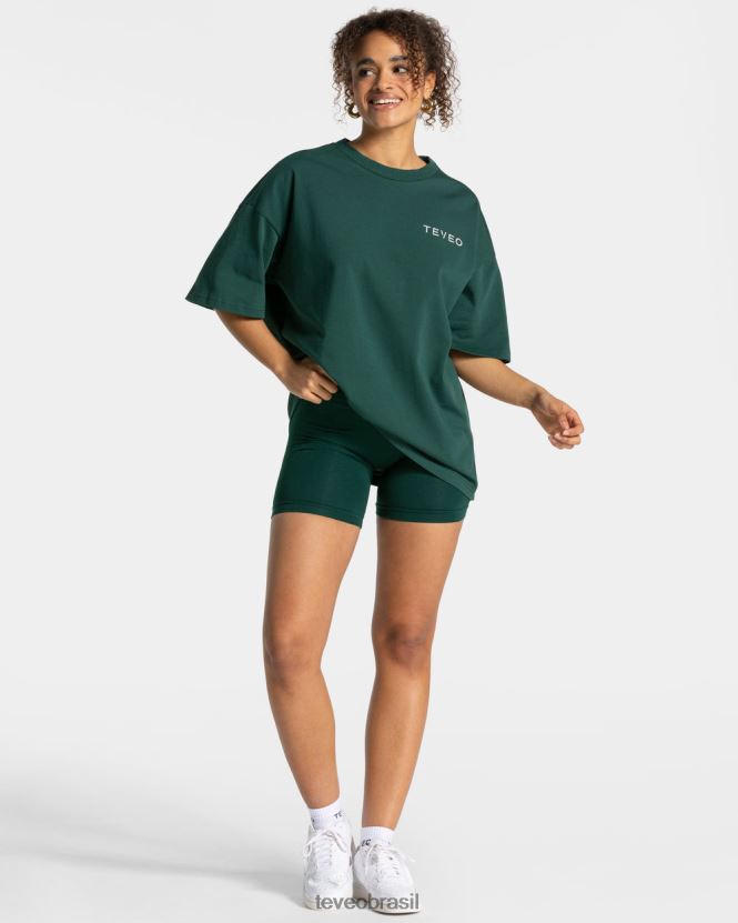 roupas mulheres TEVEO FJ4TZV465 camiseta oversized exclusiva verde escuro