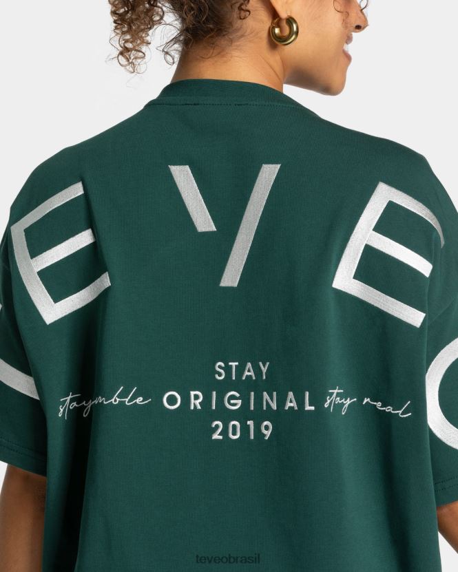 roupas mulheres TEVEO FJ4TZV465 camiseta oversized exclusiva verde escuro