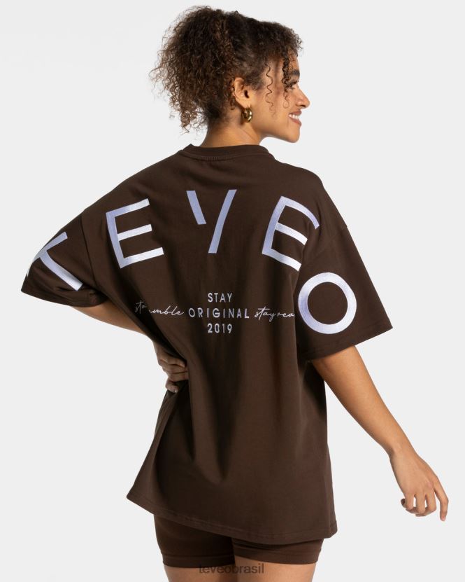 roupas mulheres TEVEO FJ4TZV466 camiseta oversized exclusiva marrom escuro