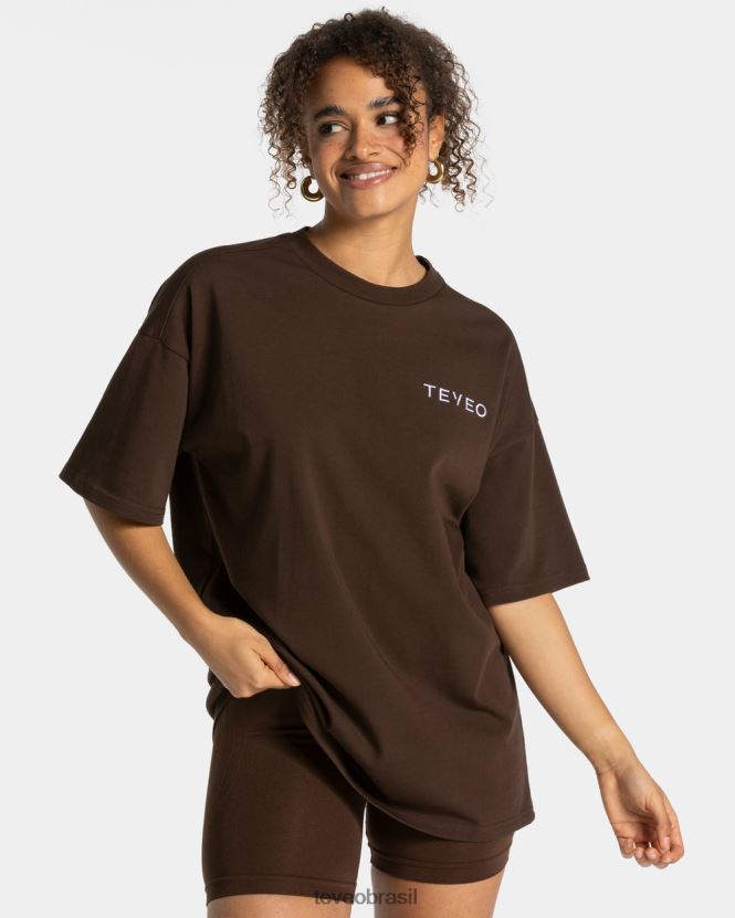 roupas mulheres TEVEO FJ4TZV466 camiseta oversized exclusiva marrom escuro