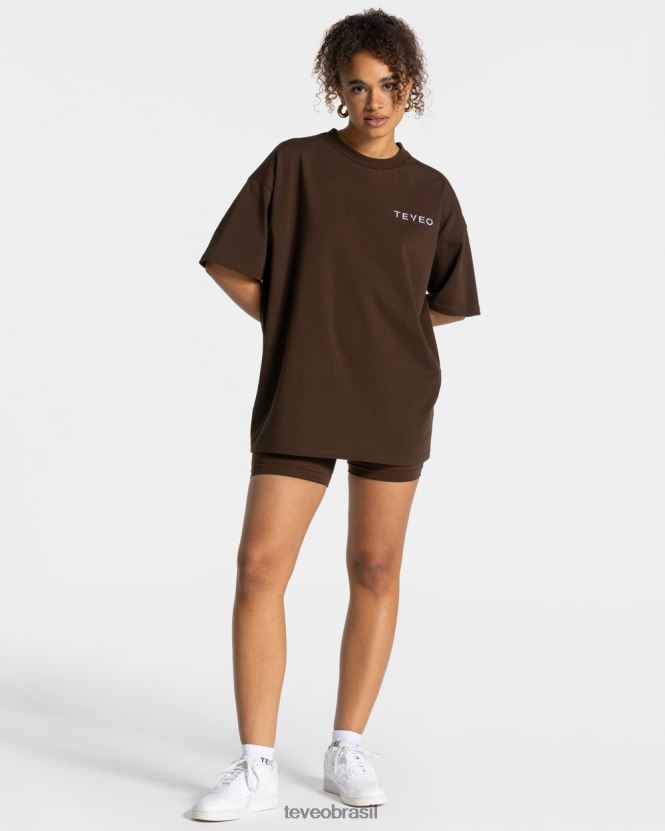 roupas mulheres TEVEO FJ4TZV466 camiseta oversized exclusiva marrom escuro