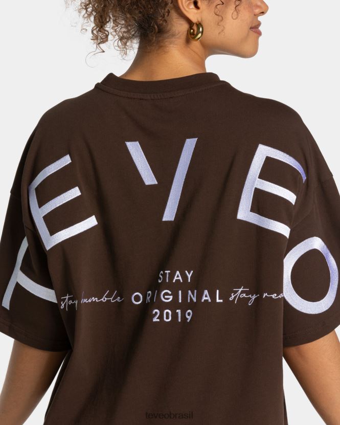 roupas mulheres TEVEO FJ4TZV466 camiseta oversized exclusiva marrom escuro