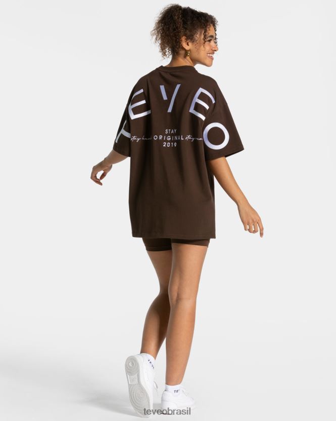 roupas mulheres TEVEO FJ4TZV466 camiseta oversized exclusiva marrom escuro
