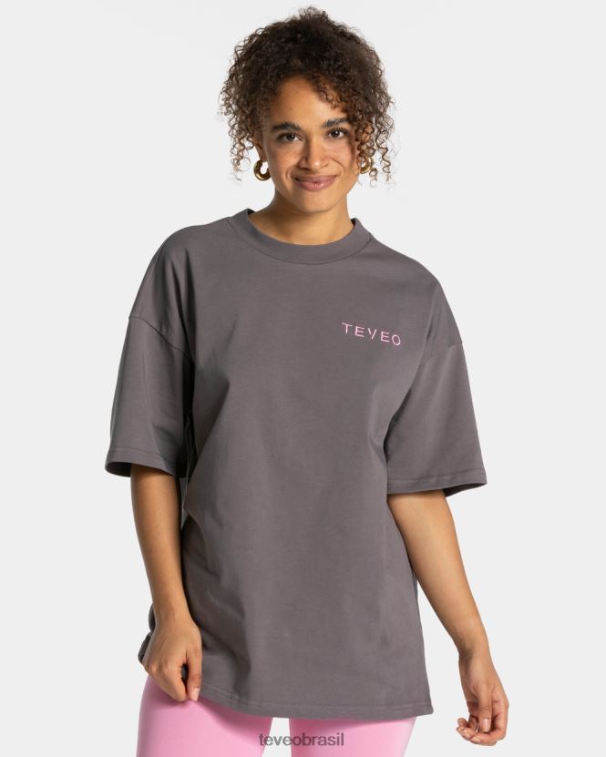 roupas mulheres TEVEO FJ4TZV467 camiseta oversized exclusiva grafite