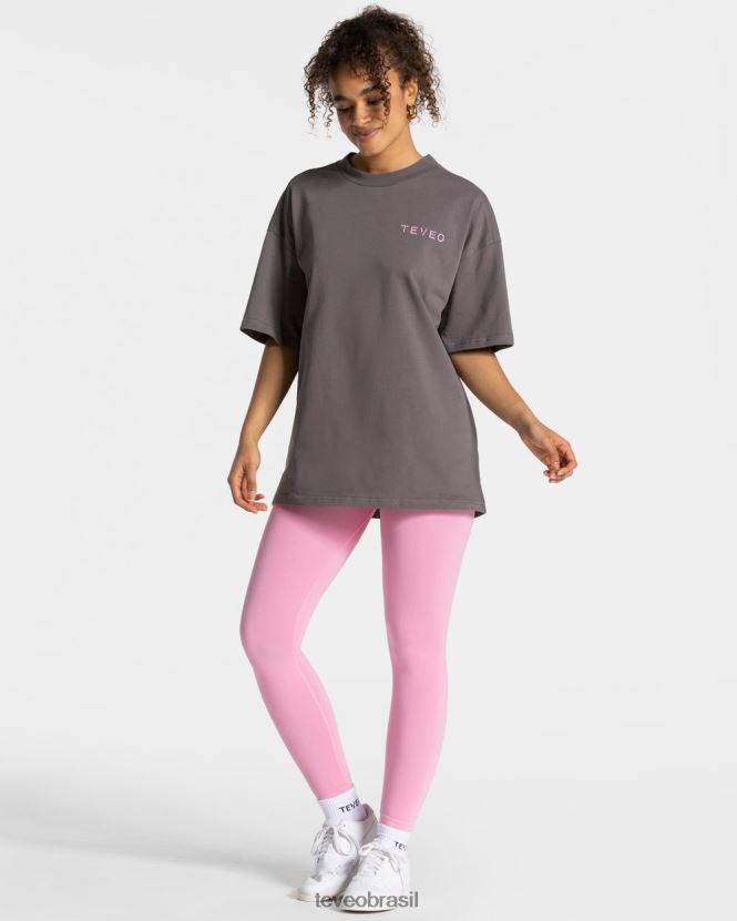 roupas mulheres TEVEO FJ4TZV467 camiseta oversized exclusiva grafite