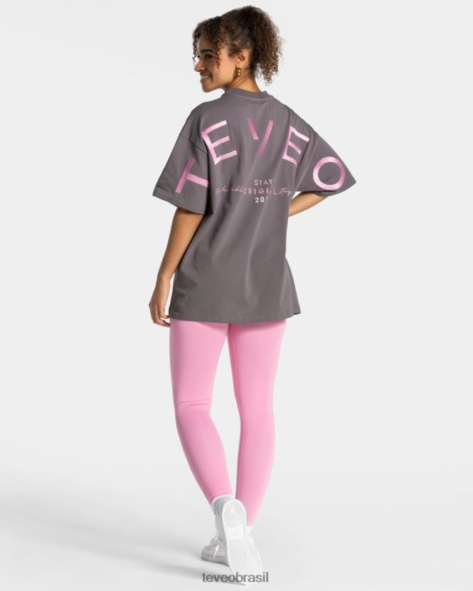 roupas mulheres TEVEO FJ4TZV467 camiseta oversized exclusiva grafite
