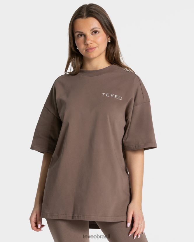 roupas mulheres TEVEO FJ4TZV468 camiseta oversized exclusiva café