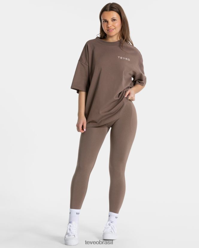roupas mulheres TEVEO FJ4TZV468 camiseta oversized exclusiva café