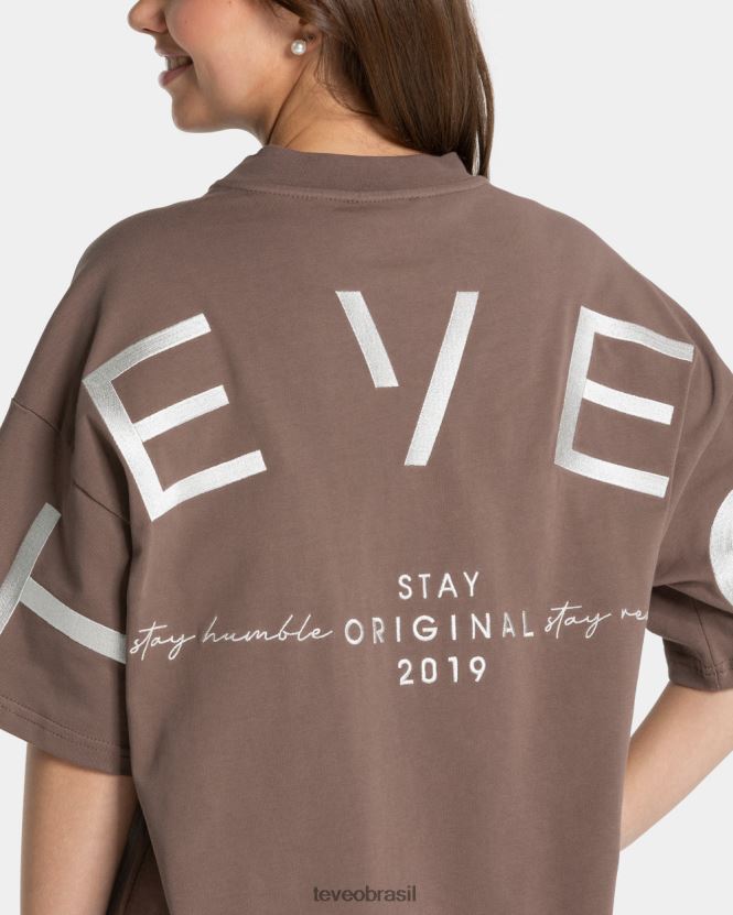 roupas mulheres TEVEO FJ4TZV468 camiseta oversized exclusiva café