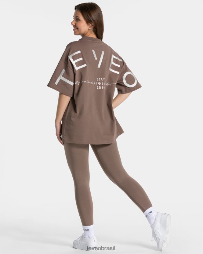 roupas mulheres TEVEO FJ4TZV468 camiseta oversized exclusiva café