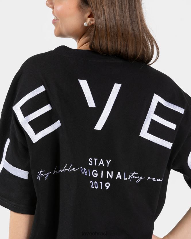 roupas mulheres TEVEO FJ4TZV470 camiseta oversized exclusiva preto