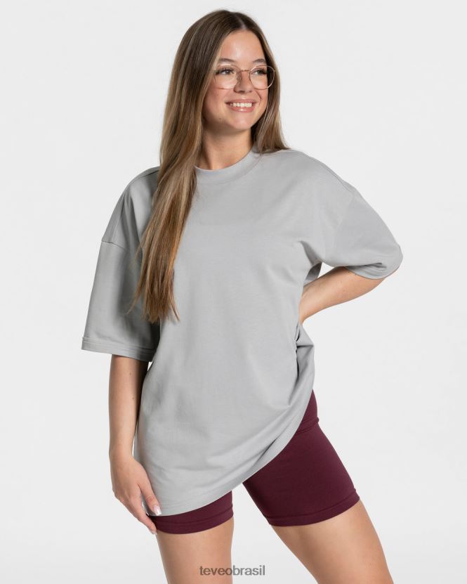 roupas mulheres TEVEO FJ4TZV473 camiseta superdimensionada de doces cinza claro