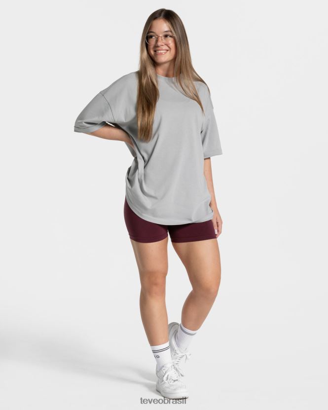 roupas mulheres TEVEO FJ4TZV473 camiseta superdimensionada de doces cinza claro