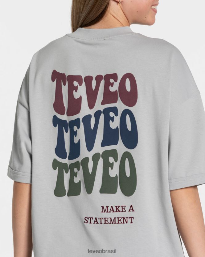 roupas mulheres TEVEO FJ4TZV473 camiseta superdimensionada de doces cinza claro