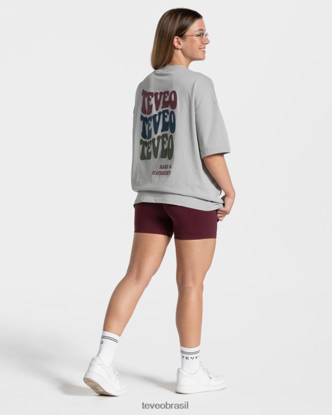 roupas mulheres TEVEO FJ4TZV473 camiseta superdimensionada de doces cinza claro