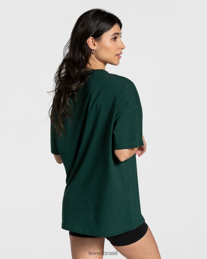 roupas mulheres TEVEO FJ4TZV476 camiseta grande para faculdade verde escuro