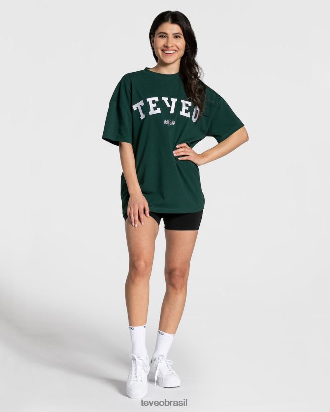 roupas mulheres TEVEO FJ4TZV476 camiseta grande para faculdade verde escuro