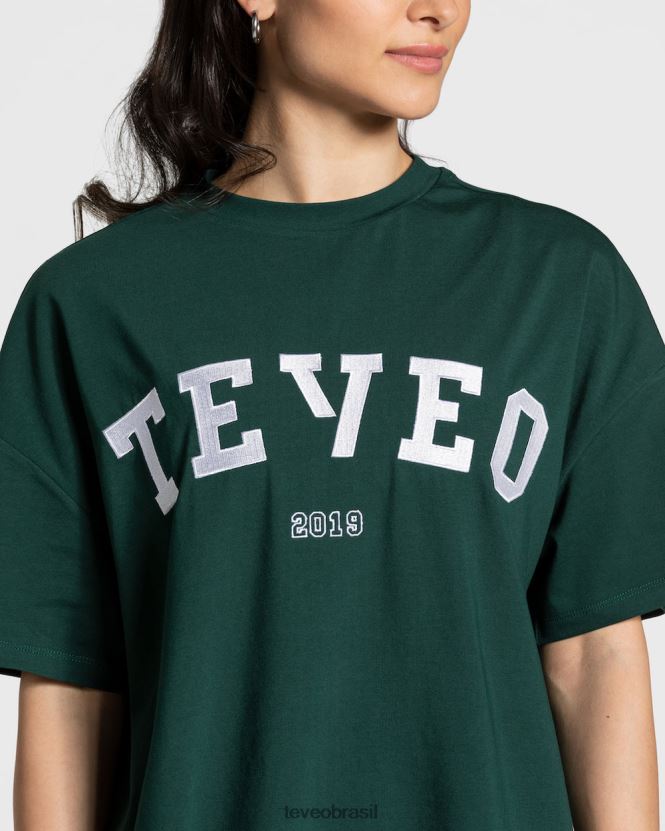 roupas mulheres TEVEO FJ4TZV476 camiseta grande para faculdade verde escuro
