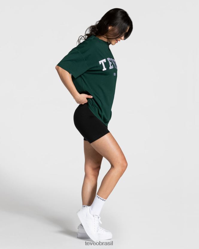 roupas mulheres TEVEO FJ4TZV476 camiseta grande para faculdade verde escuro