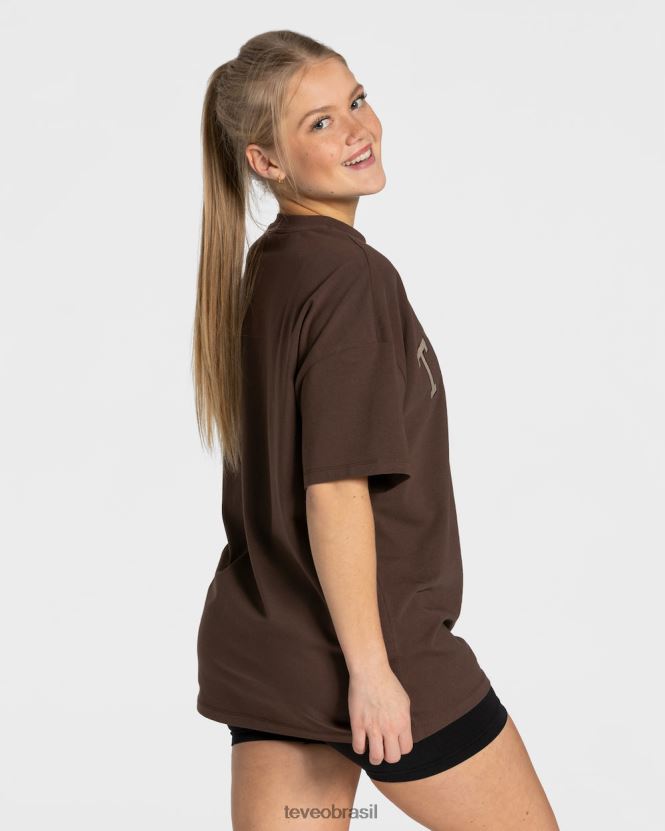 roupas mulheres TEVEO FJ4TZV477 camiseta grande para faculdade marrom escuro