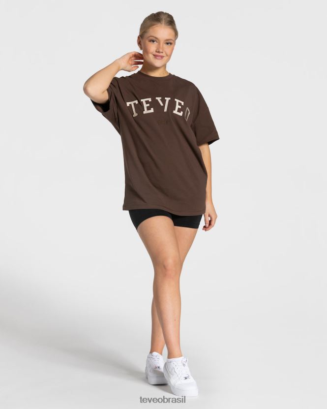 roupas mulheres TEVEO FJ4TZV477 camiseta grande para faculdade marrom escuro