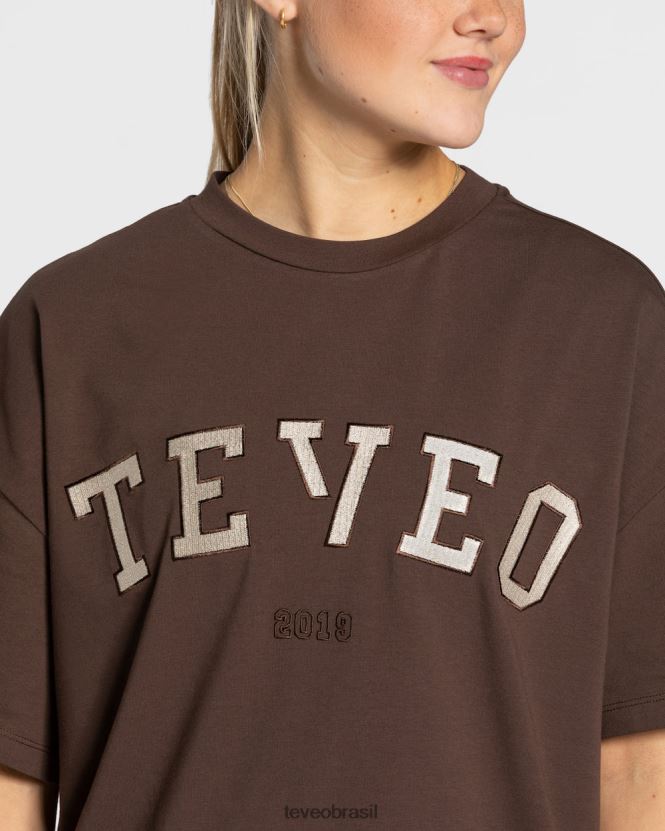 roupas mulheres TEVEO FJ4TZV477 camiseta grande para faculdade marrom escuro