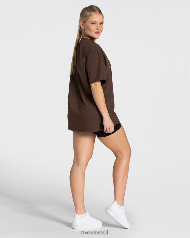 roupas mulheres TEVEO FJ4TZV477 camiseta grande para faculdade marrom escuro