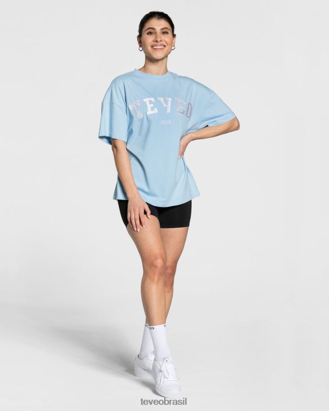 roupas mulheres TEVEO FJ4TZV479 camiseta grande para faculdade bebê azul