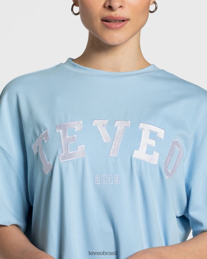 roupas mulheres TEVEO FJ4TZV479 camiseta grande para faculdade bebê azul