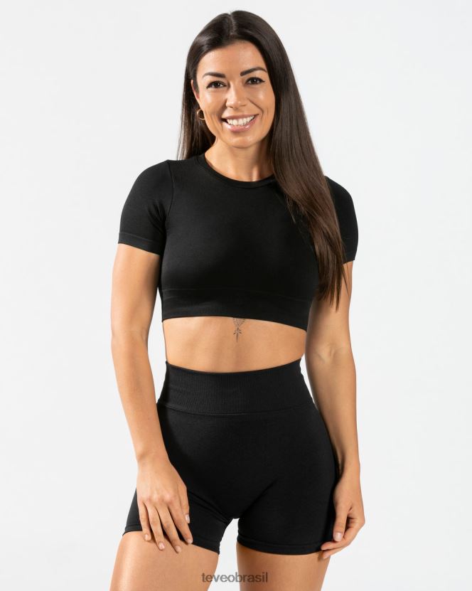 roupas mulheres TEVEO FJ4TZV488 camiseta recortada para o dia a dia preto